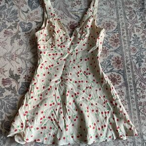 Zara Cherry On Top Satin Deep V-Neck, Size M